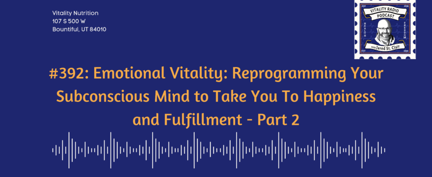 392: Emotional Vitality: Reprogramming Your Subconscious Mind to Take You To Happiness and Fulfillment – Part 2